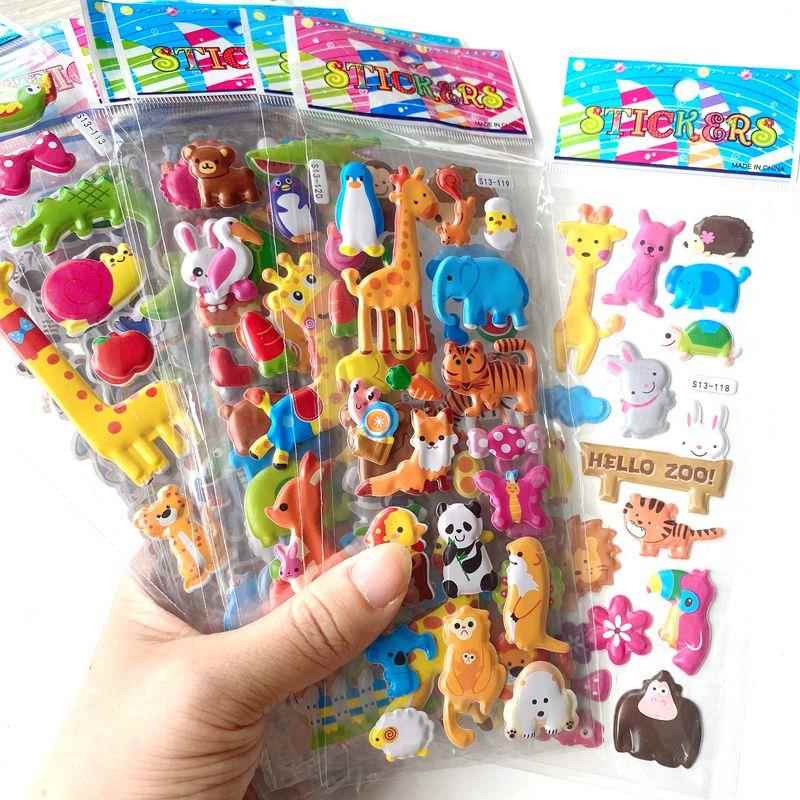 儿童可爱动物贴纸恐龙大象狮子长颈鹿3D立体泡泡贴宝宝卡通黏贴画