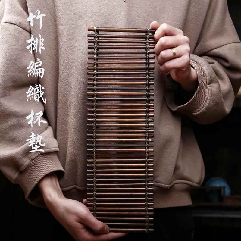 竹置物架竹托盘茶具小茶托茶盘竹编竹排茶席壶垫茶道配件干泡台