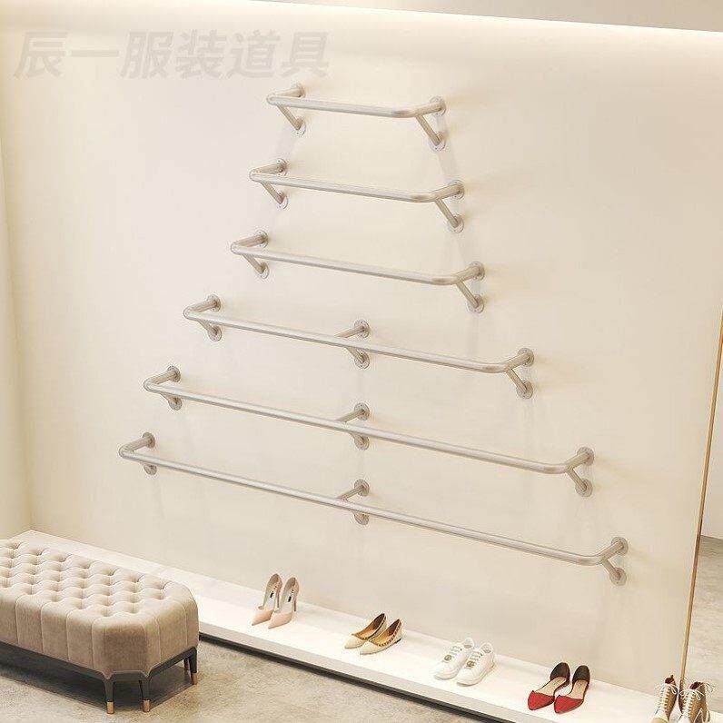 服装店展示架上墙壁挂侧挂架女装童装店货架不锈钢挂衣架子陈列架
