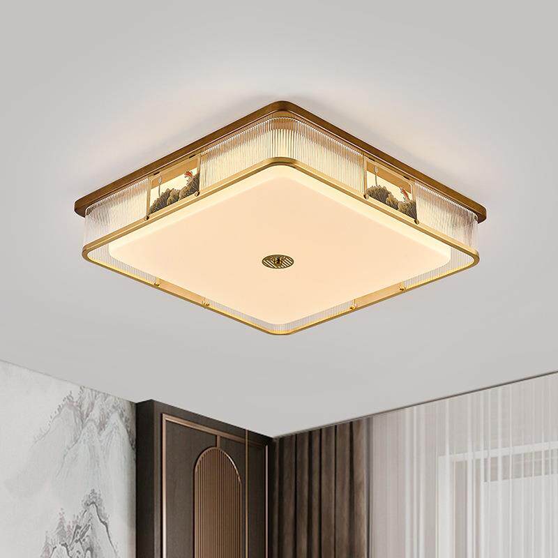 【银杏】新中式吸顶灯现代全铜客厅灯卧室灯中国风实木餐厅吊扇灯