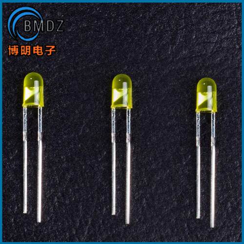 F5/5mm平头绿发绿长脚普绿光led灯珠黄绿色平头LED发光二极管
