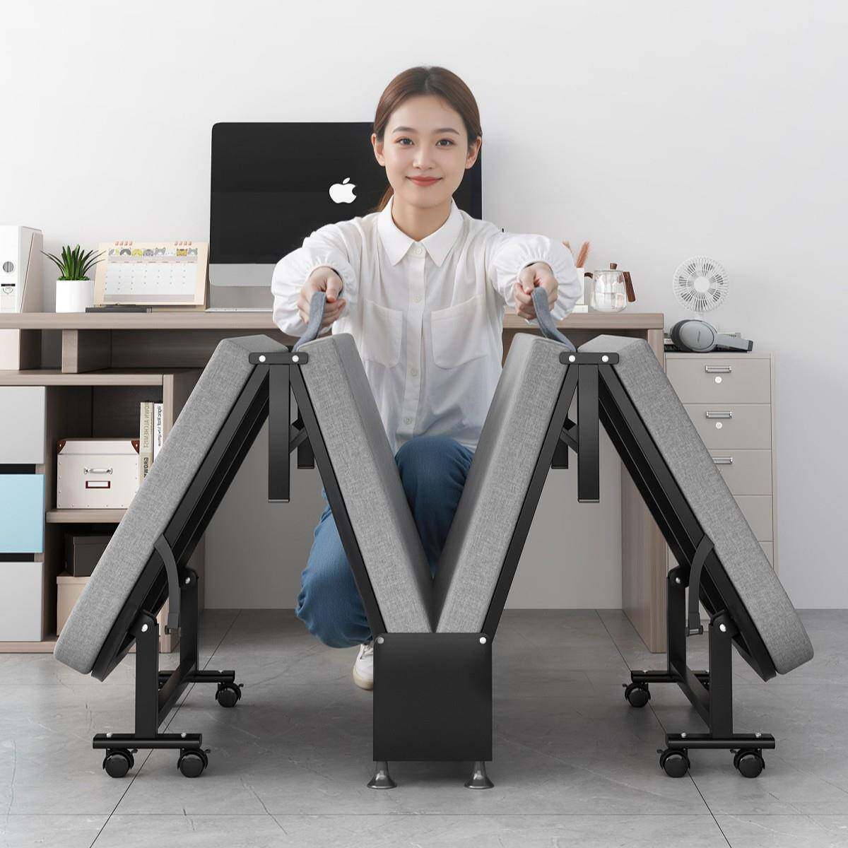 午休可折叠床单人床新型办公室沙发午睡便携式行军床收纳带轮子