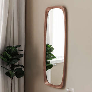 良年家具全身镜北欧落地镜穿衣镜1.6米黑胡桃木异形设计