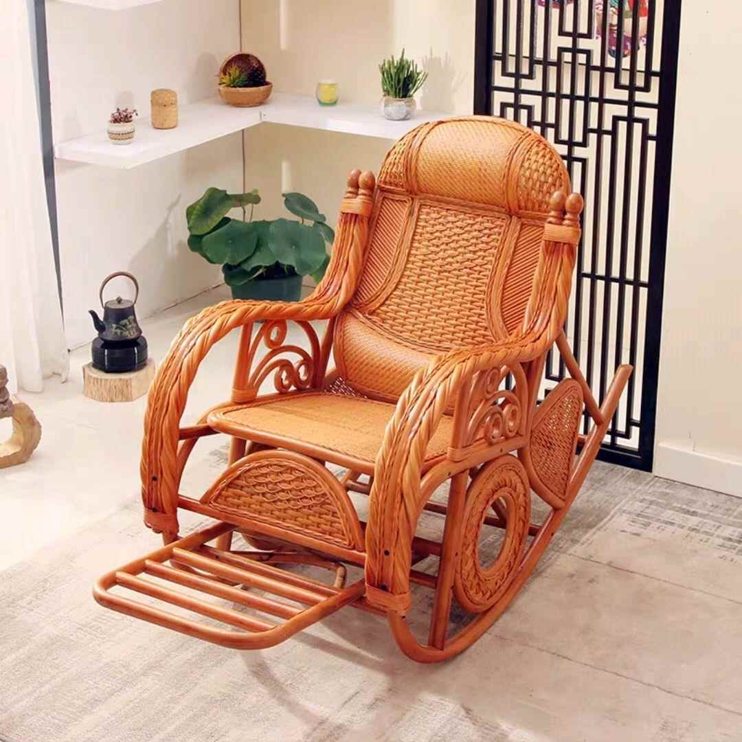 家用揺椅躺大人摇阳台休闲午睡椅藤椅藤编老WCU人椅实木逍遥椅成