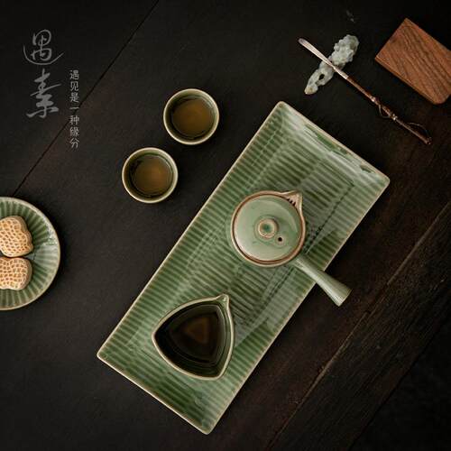 新款直销创意陶瓷茶盘功夫茶具泡茶干泡盘家用长方小型茶台中式轻