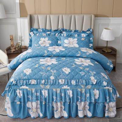 正品婚庆夹棉四床裙式件套加厚公磨毛大红结婚喜庆主风床罩被全套