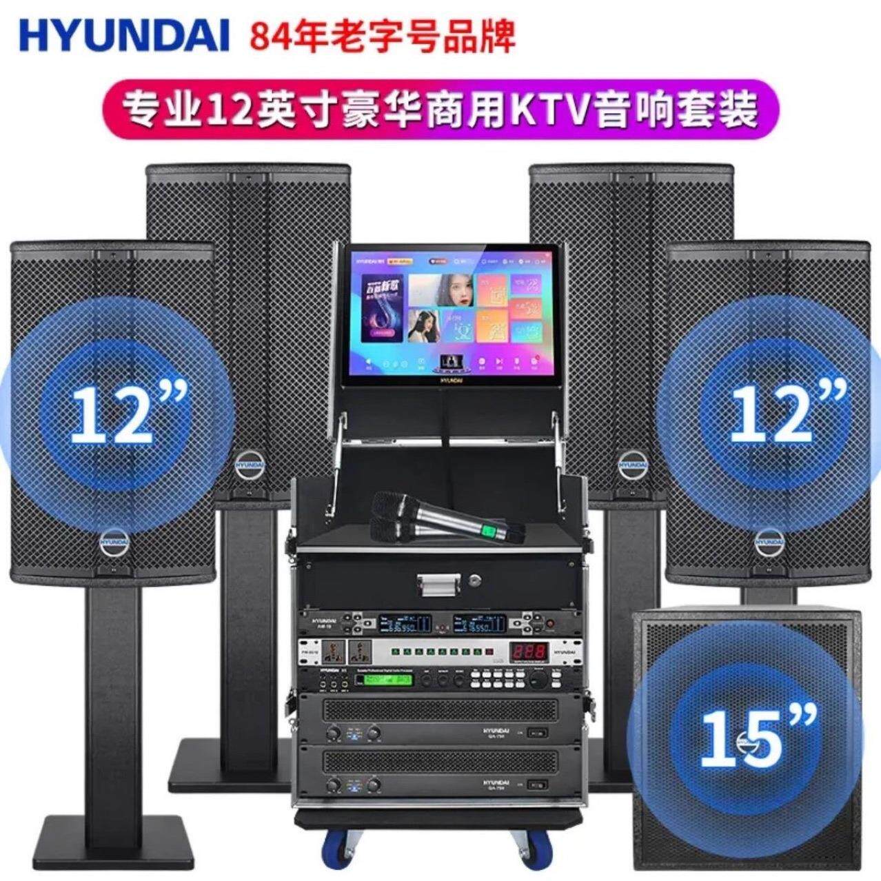 HYUNDAI演出专业家庭卡拉OK功放音响12英寸六单元KTV音箱组合套装
