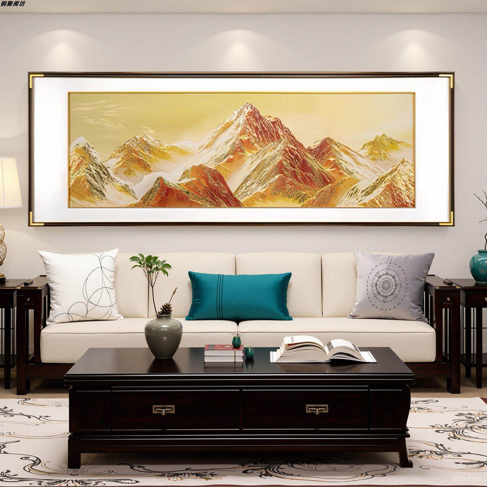 立体浮雕纯铜手工雕刻画玄横版客厅挂画匠心铜雕画手工錾刻装饰画