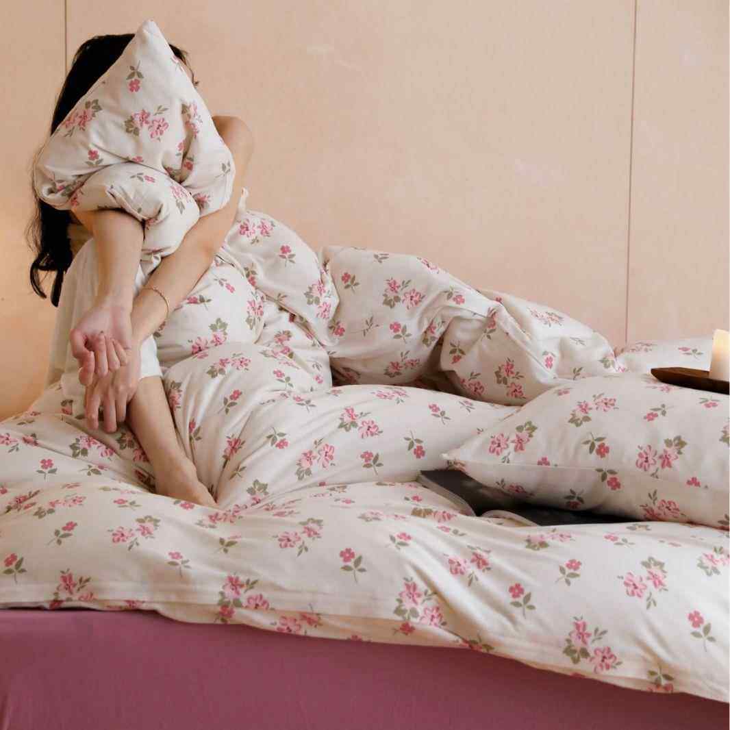 新款可爱笑脸印花纯棉四件套 四季可水洗透气床单床笠套件