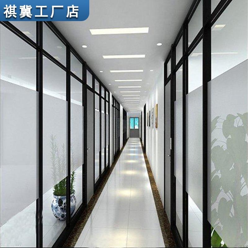 广东办公室玻璃隔断铝合金双层中空百叶隔墙钢化磨砂隔音间轻奢