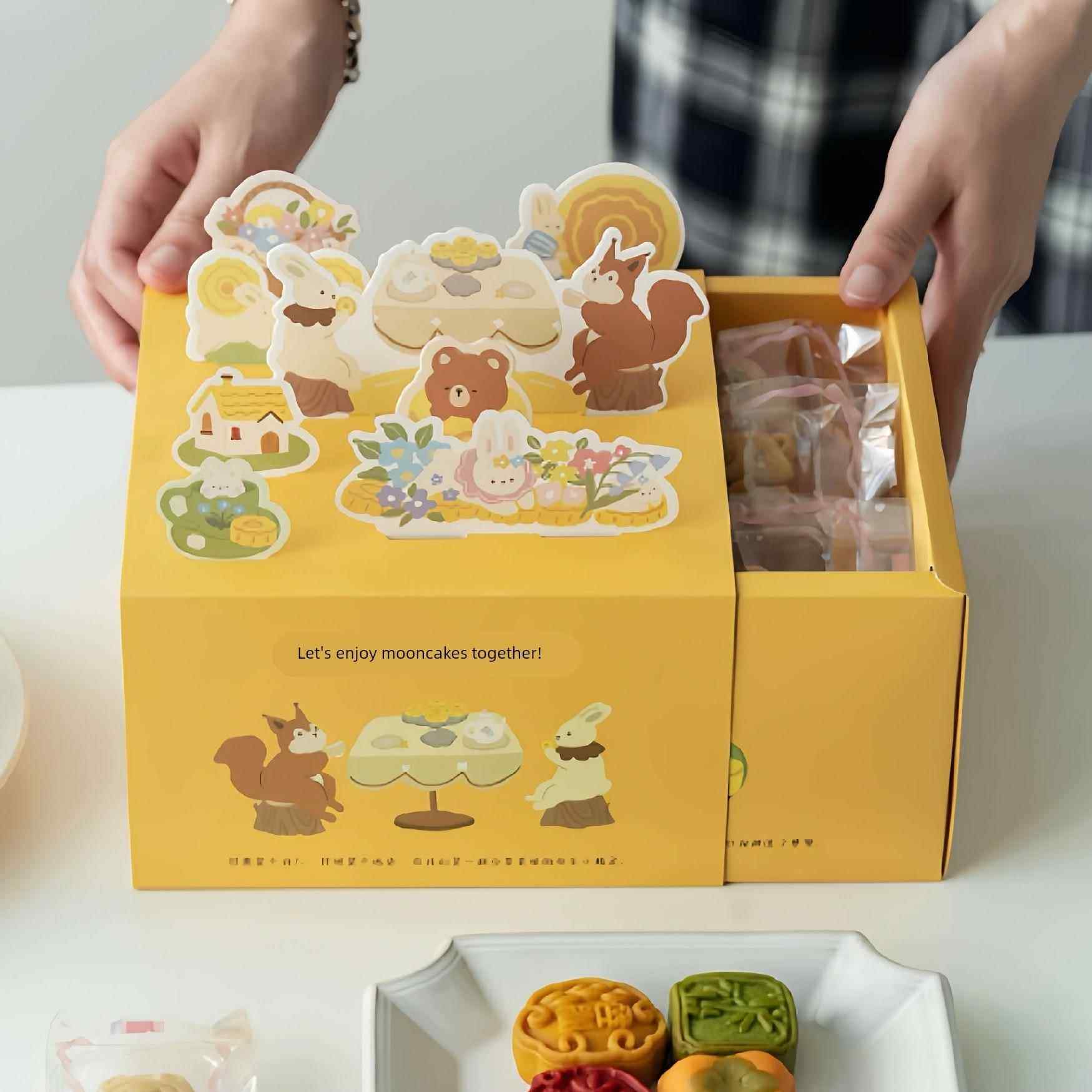 新款卡通迷你月饼包装盒蛋黄酥中秋礼盒冰皮流心mini月饼盒子