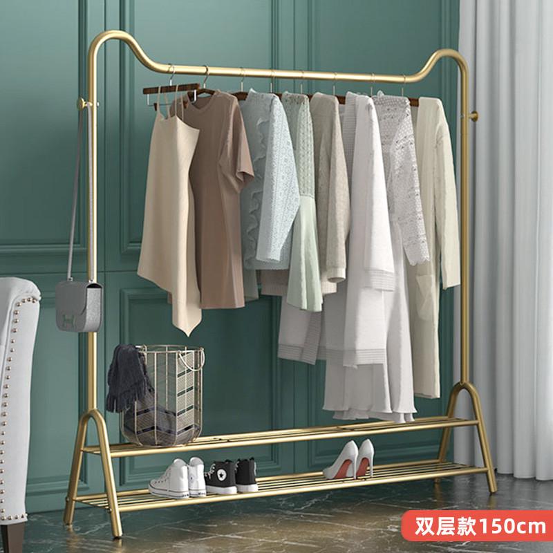 晾衣架落地折叠室内晒衣架阳台卧室挂衣架子家用简易单杆式衣帽道