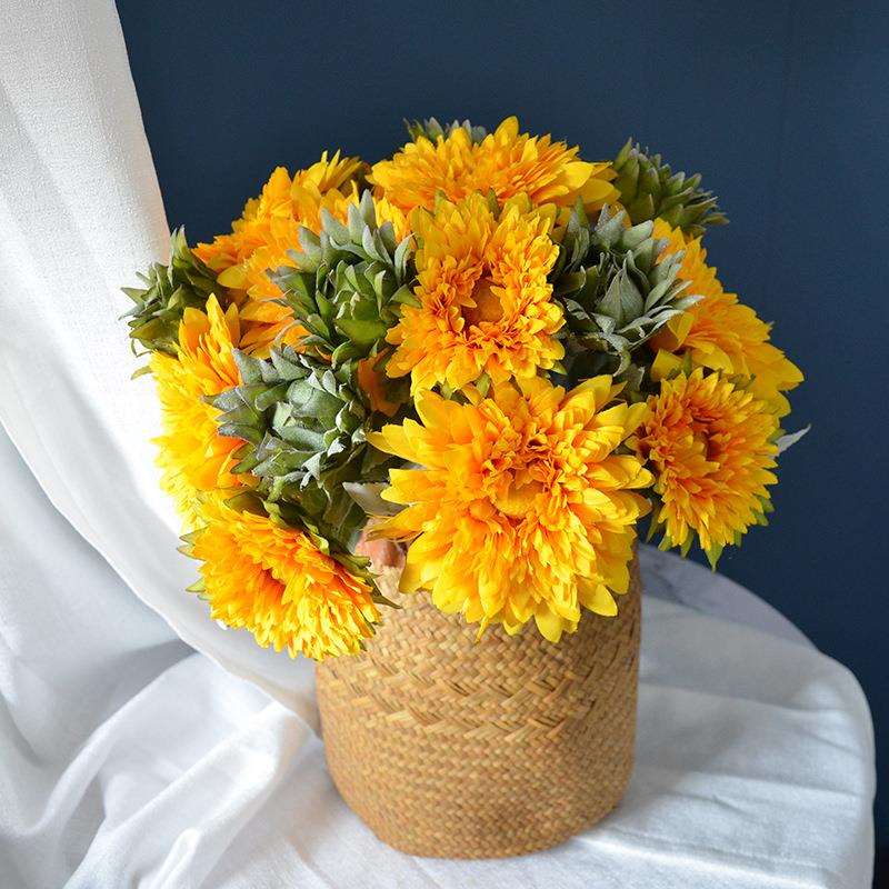 仿真太阳菊把花美式向日葵仿真花家居桌面摆放花艺千层菊花束