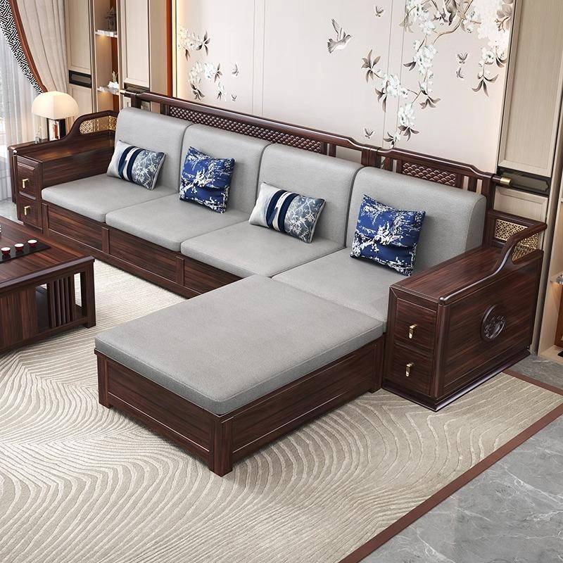 乌木实木沙发沙新中式WJ9826#家用客妃厅贵位沙金发冬夏两用大户