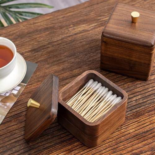 胡桃木复古牙线木质棉签牙签筒