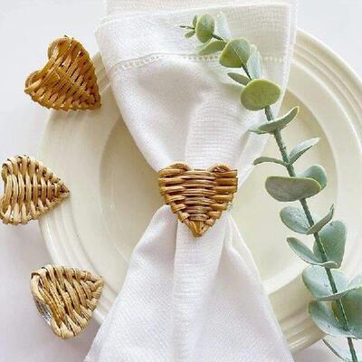 LUDA Bamboo Woven Napkin Rings,Rustic Napkin Ring Holders