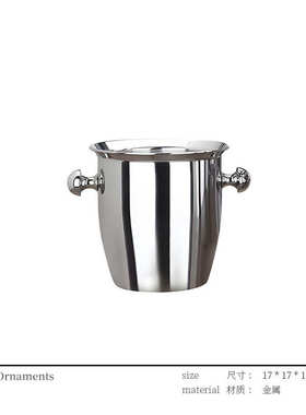 轻奢样板房间公寓水吧台边几茶几不锈钢托盘冰桶香槟杯组合摆件