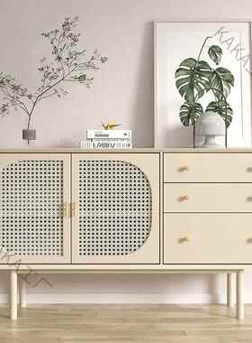 LCP2北欧实木餐边柜简约现代玄关柜茶水柜收纳柜藤编电视柜储