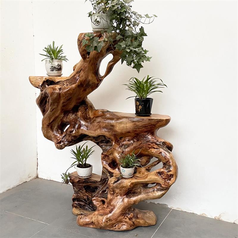 根雕件14花架厂博物架天实然木香樟木盆景架室内原木整体根艺摆花