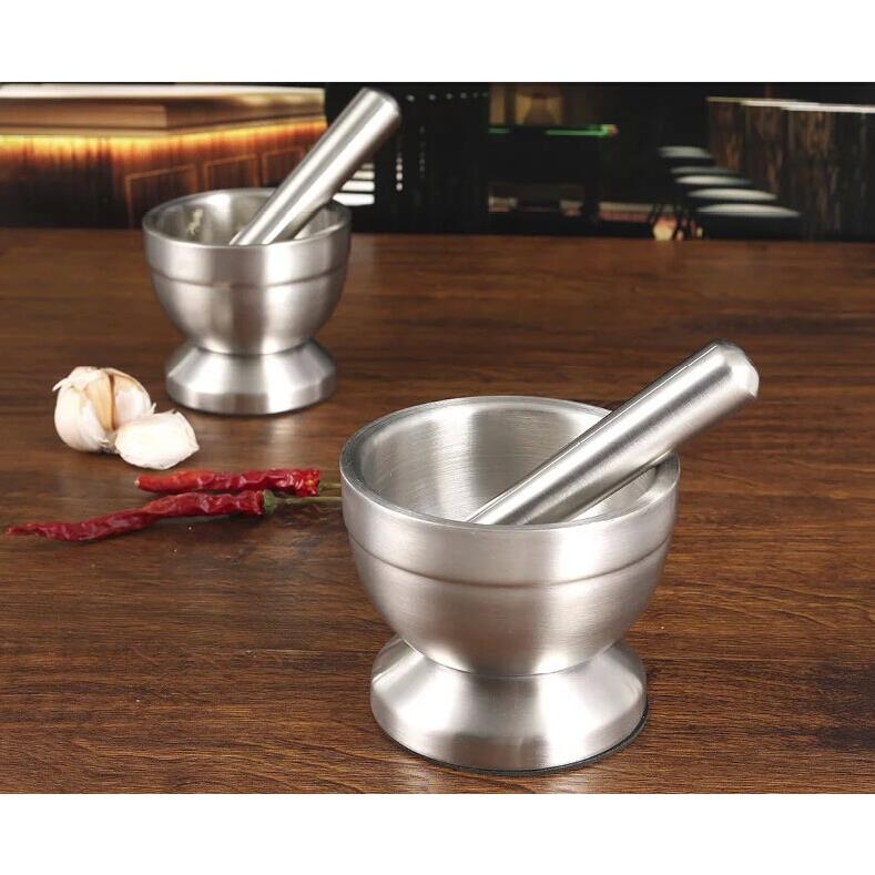 正品德国04不器锈钢大号捣药器捣蒜器罐盅压蒜蒜器泥器石臼3研磨