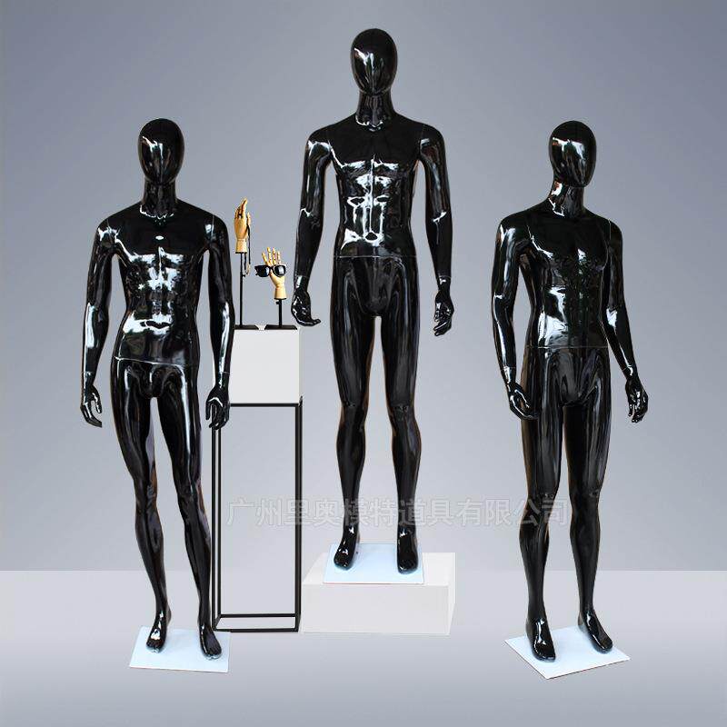 2026新款男模特道具亮黑色男模 人体模特男全身mannequin body