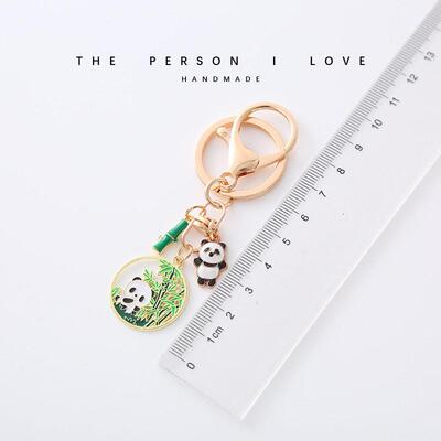Panda Keychain Chinese style hand made Chengdu and flower