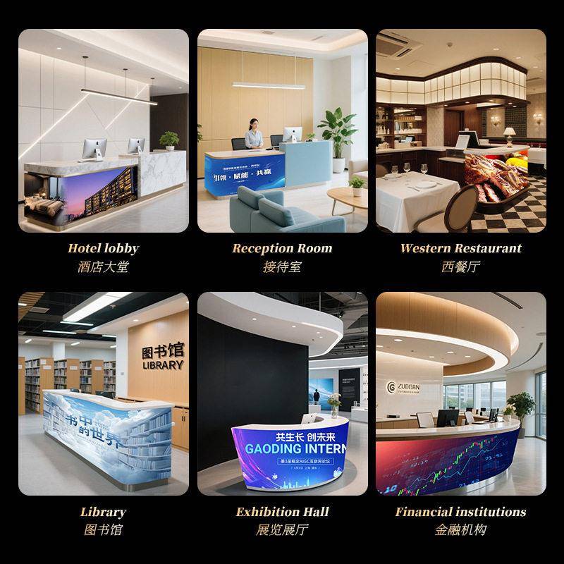 .前台台屏P2.5幕P.P酒吧展柜台商场柔性广告屏圆移动桌子椭形