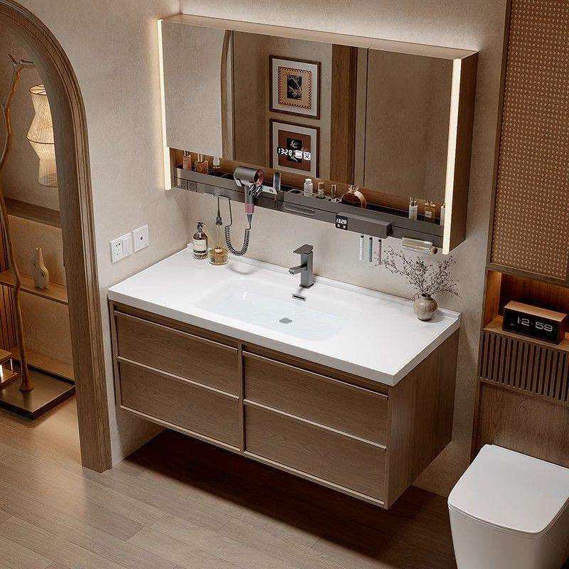 2025新款热销中古陶瓷一体盆卫生间浴室柜组合洗漱台洗手洗脸台柜