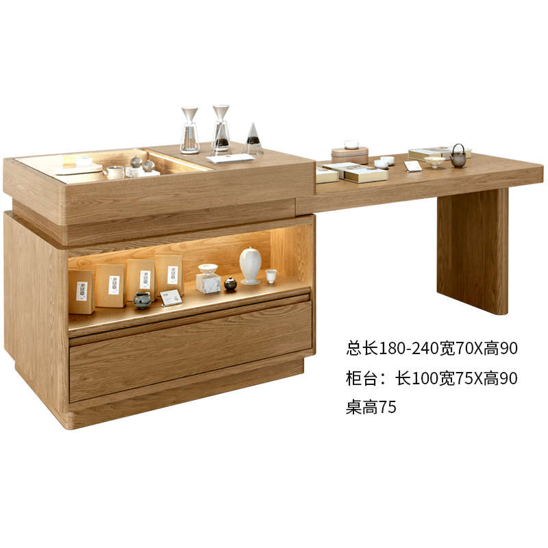礼品陈列展示条桌中岛长台柜台创茶具洽谈精品柜特产玻璃桌茶室文