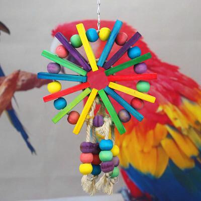 鹦鹉玩具 鸟玩具 鹦鹉彩色木块啃咬玩具 啃咬串厂家