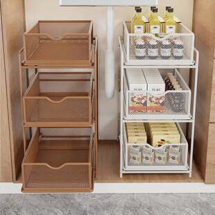 厨房抽拉式置物架整体橱柜内分层架桌面调味罐架双层下水槽超深抽