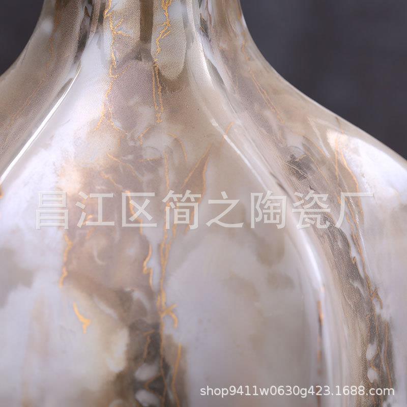 北欧经典大理石纹陶瓷花瓶摆件样板房售楼处家具城客厅陶瓷花器