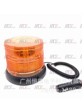 汽车LED工程黄色警示灯叉车频闪圆形爆闪灯10-30V磁铁吸顶旋转