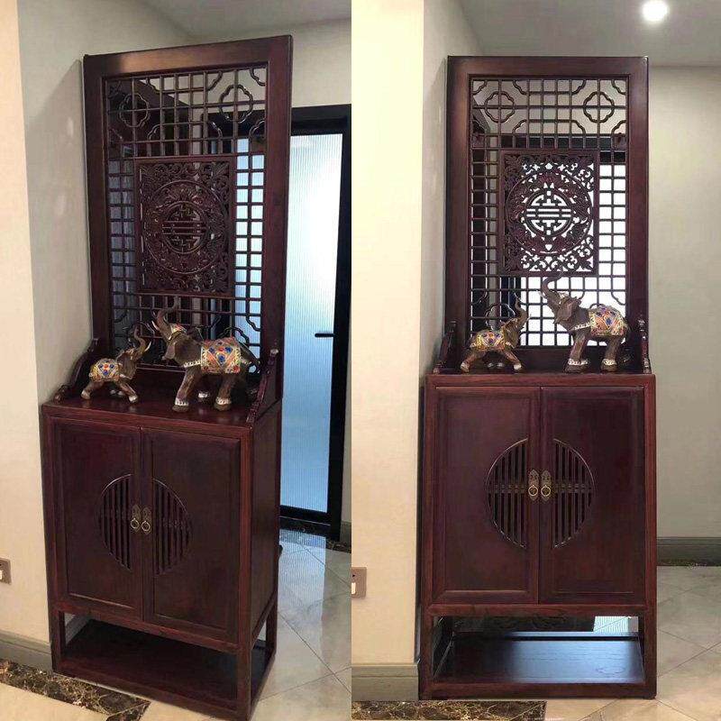 新中式屏风玄关柜实木隔断柜间厅柜鞋柜家门口客厅卫生间隔断花格