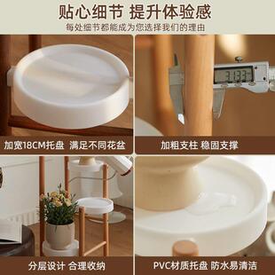 中古风实木花架客厅落地式多层置物架家用阳台植物摆放架花盆架子