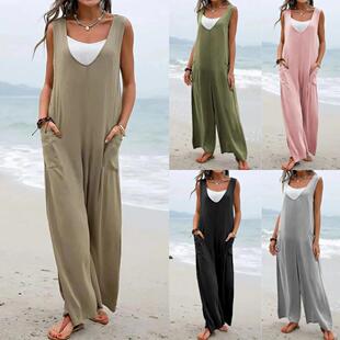overalls wide leg Bagged for collar pants women jumpsuit