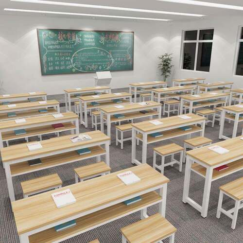 学生桌椅校实验写字双人桌学长条双层书桌课教育训培机构佳童566