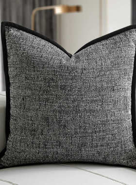 灰色方抱设计师高级靠枕枕枕简约靠感黑沙发样板房靠垫现代床上包