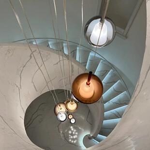 客厅2025大吊灯复式楼间旋转楼梯挑空上方楼梯吊灯loft灯别墅新款