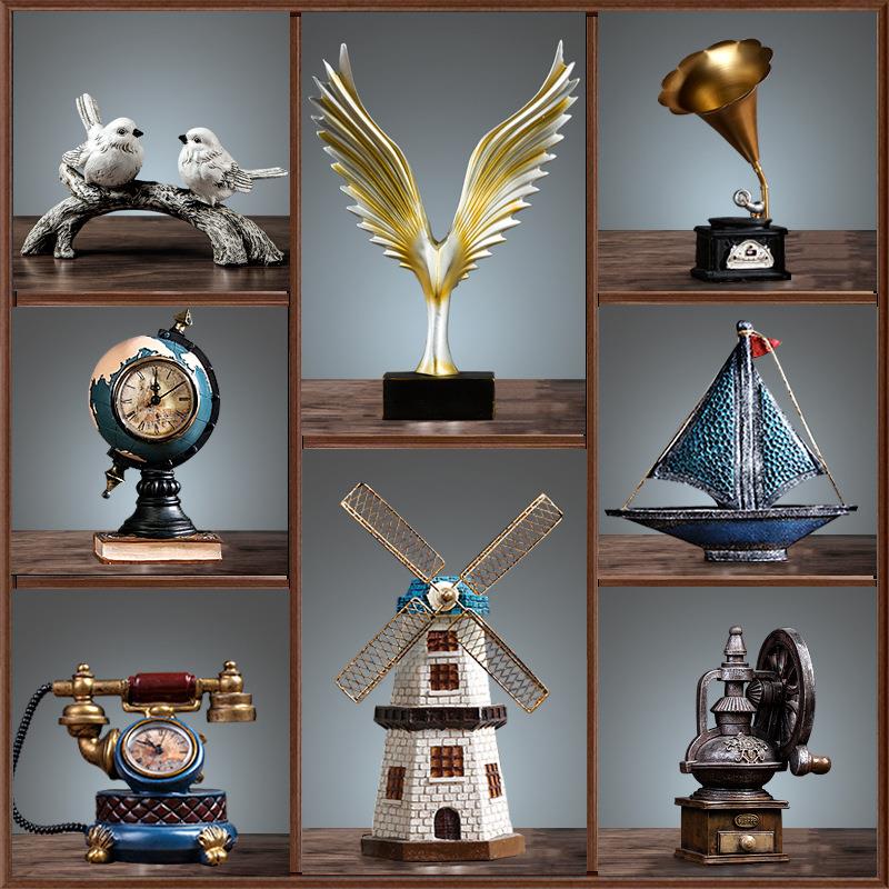 复古怀旧书柜家居柜子小摆件美式客厅酒柜装饰品办公桌书架摆设