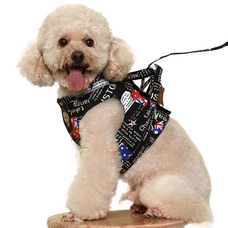 CHUKCHI背心式牵引绳宠物小型犬胸背套胸背带套装泰迪比熊狗绳子