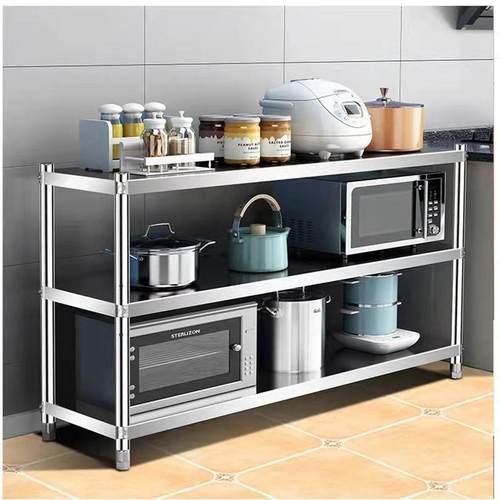 不物锈钢厨房置架落收地多厂家直供仓库货架家用微波炉纳架厨房储