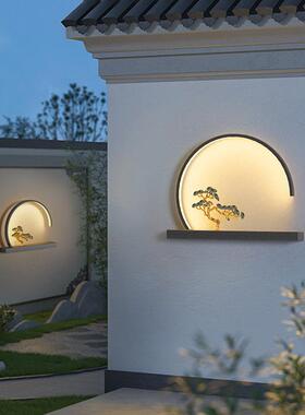 太阳能外TD024防壁外灯别户墅庭院迎客松新中式入户水灯玄关灯墙