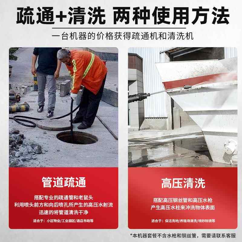 管道疏通机380v家地毯清洗工厂物业专用高压清洗机洗车机高压疏通