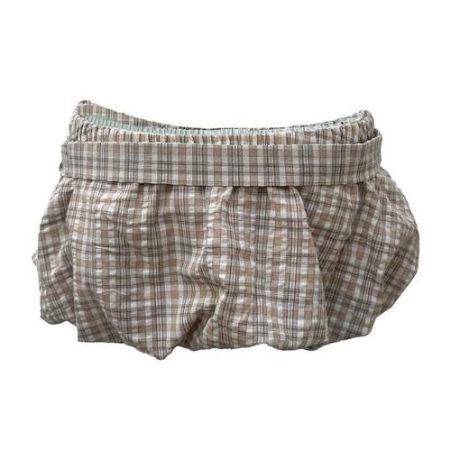 Elastic waistband corn mini skirt 腰带松紧玉米超短裙