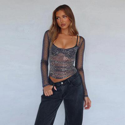 Leopard Print Long Sleeve Top Stylish Women's Casual Wear