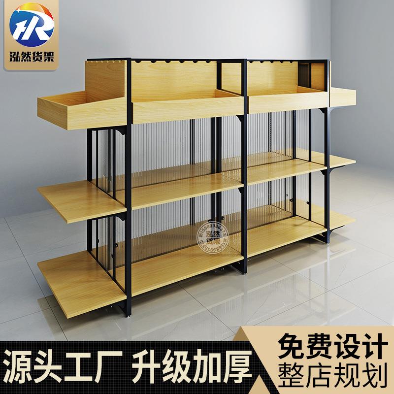 商超酒双面烟191市9展502示柜酒架白酒货店架展示架双面钢木红酒