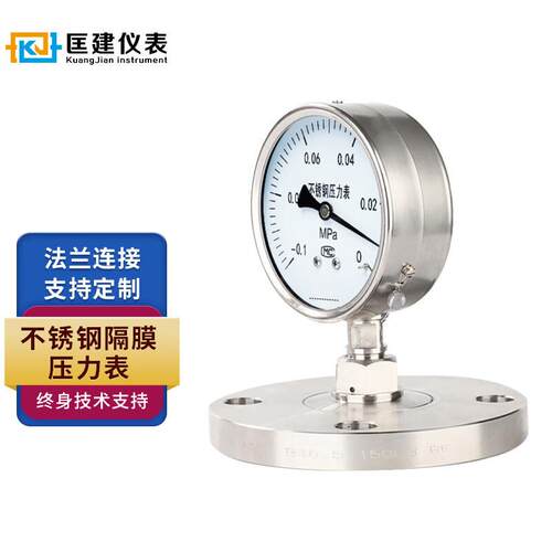 不锈钢耐震隔膜压力表YTPN-100BF-MF法兰压力表316L膜片DN20