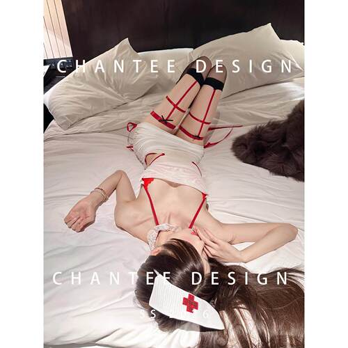 甜茶Chantee性感护士制服女角色扮演蕾丝透视绑带睡衣套装