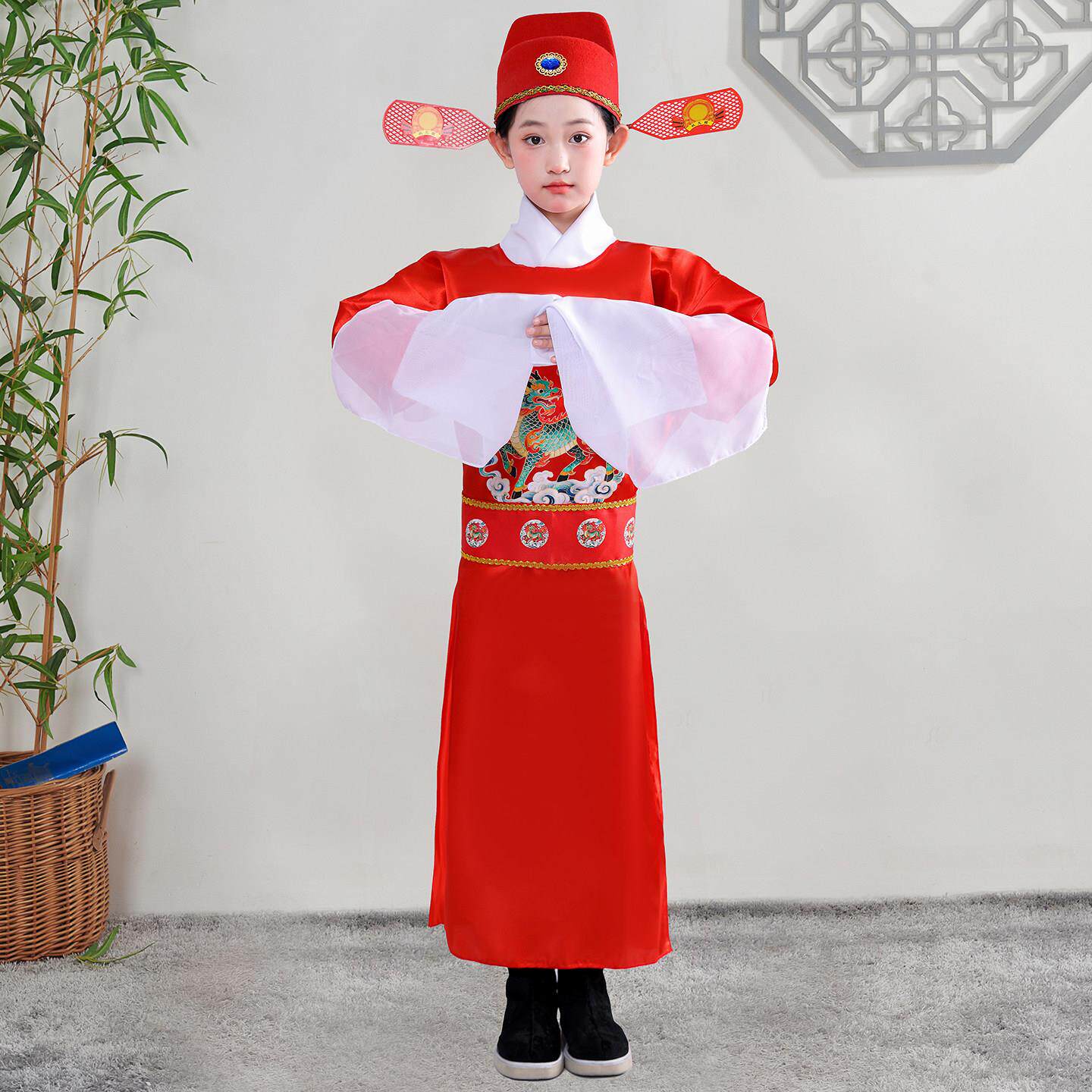儿童状元服演出服国学汉服开笔礼毕业表演服女驸马状元郎演出服